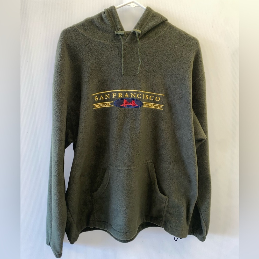 Green Fleece Hoodie with San Francisco embroidery